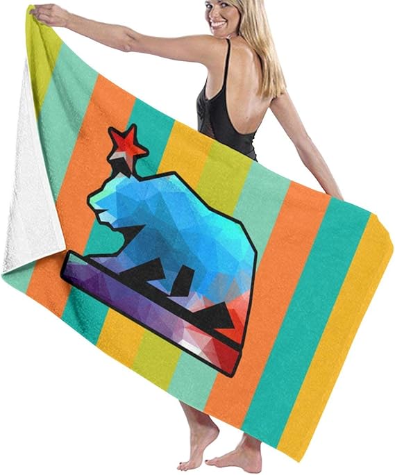 LXING California State Bear Quick Dry Beach Towel,Travel
