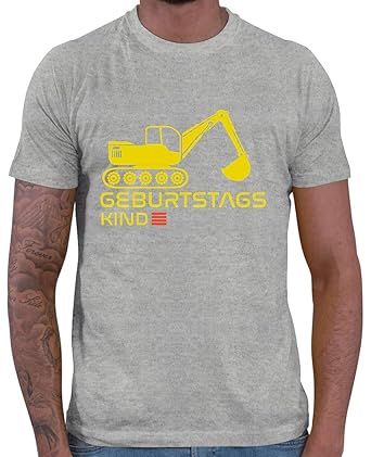 HARIZ Herren T-Shirt Geburtstagskind Bagger Bagger Kinder Fahrzeug Traktor Weihnachten Plus Geschenkkarte