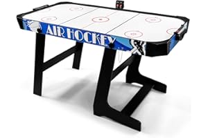 Seydrey Folding Air Hockey Table for Family, LED Electronic Scoring Sports Hockey Game,Powerful 12V Motor, Hockey Table Gaming Set, Includes 2 Pushers, 4 Pucks, Blue