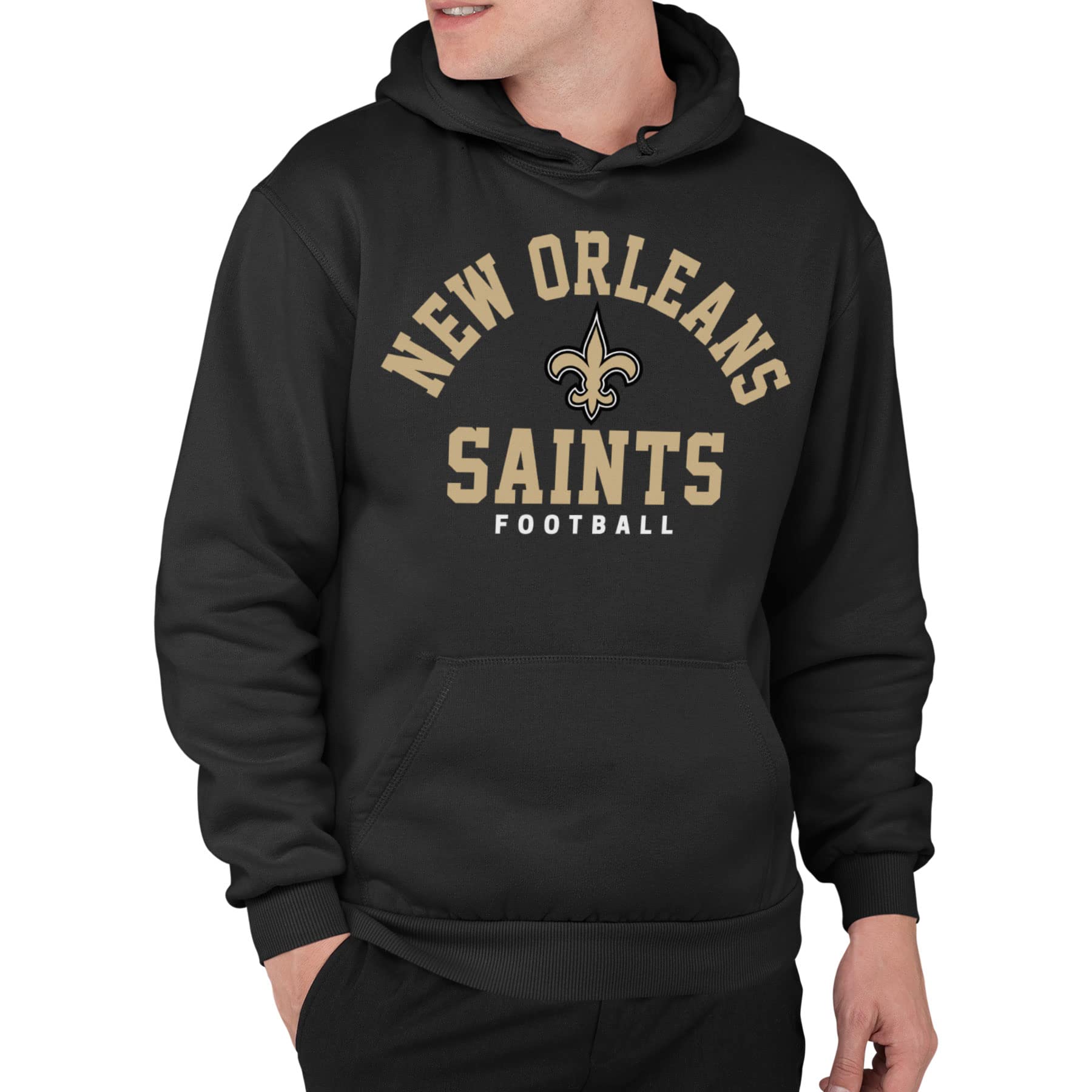 Junk Food Clothing x NFL - New Orleans Saints - Classic Team Logo - Unisex Adult Pullover Fleece Hoodie for Men and Women - Size Large Image