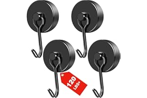 MIKEDE Black Magnetic Hooks Heavy Duty, 110LB Swivel Swing Magnetic Hooks Cruise, Durable Hook Magnets for Hanging, Home, Wor