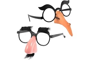 Fake Moustache Glasses - 2-Pack, Unique Designs with Witch Nose and Hair, Fun and Humorous Party Accessories
