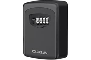 ORIA Key Storage Lock Box, 4 Digit Combination Lock Box, Wall Mounted Lock Box, Resettable Code, 5 Key Capacity, 4.72 inch, Black, No Shackle