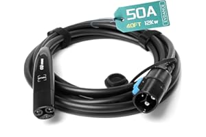EVDANCE 40FT Extension Cord for Tesla - Supports up to 12KW 50Amp 240V, NACS Plug Extension Cord for Your Level 1&2 EV Charger and Tesla Wall Connector