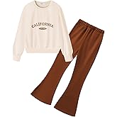 Arshiner Girls 2 Piece Clothes Long Sleeve Sweatshirt & Flared Pants Fall Clothing Set Size 5-12 Years