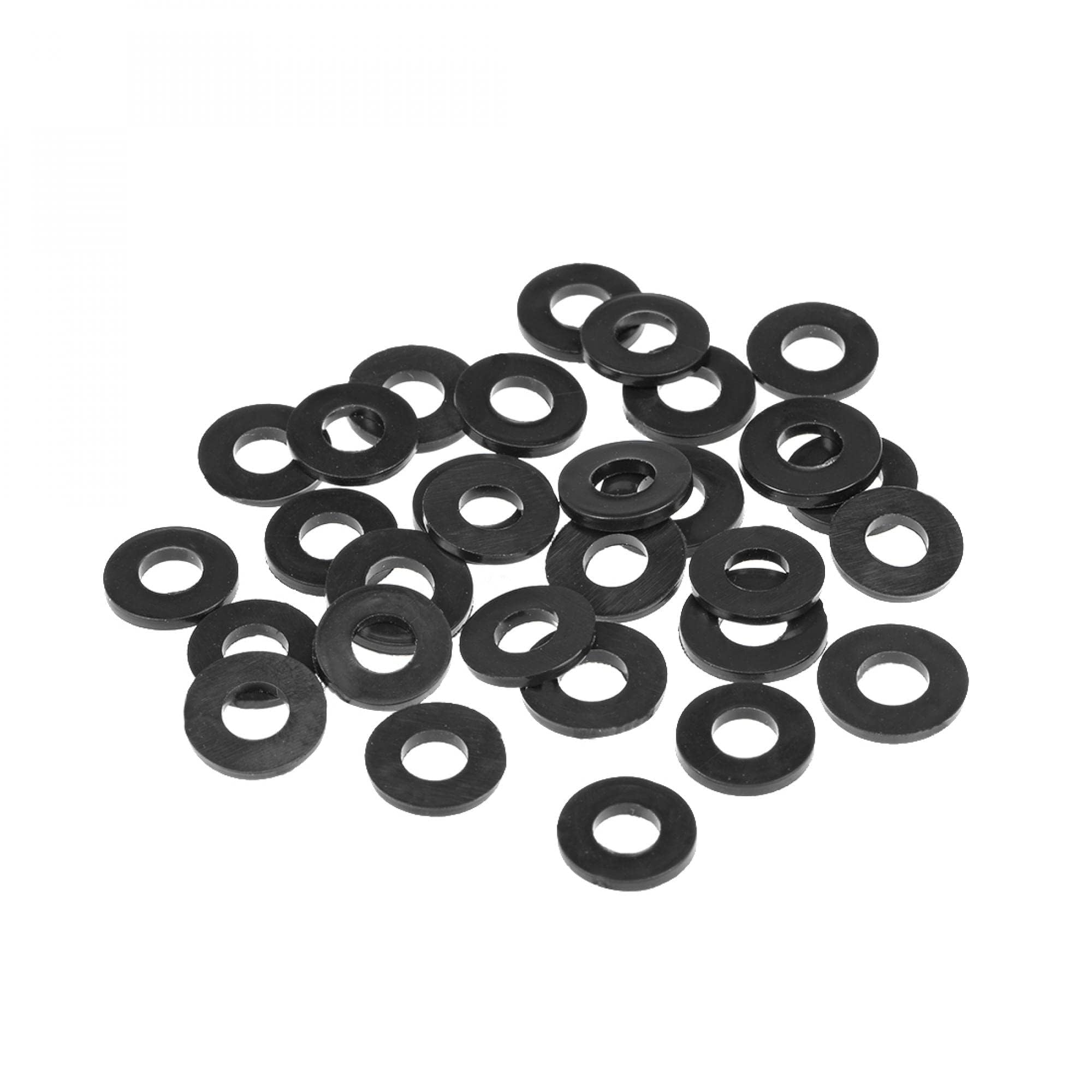 TOP-VIGOR 30Pcs Rubber Flat Washers, 11mm OD 5mm ID 1.2mm Thickness Heavy Duty Black Rubber Grommet Vibration Damping Pads Sealing Gasket Washers for Faucet Pipe Water Hose Fastener Bolt