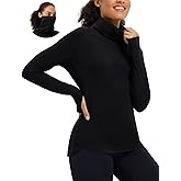 baleaf Women's Thermal Turtleneck Tops Long Sleeve Shirts Ski Base Layer with Integrated Neck Face Mask Thumbholes