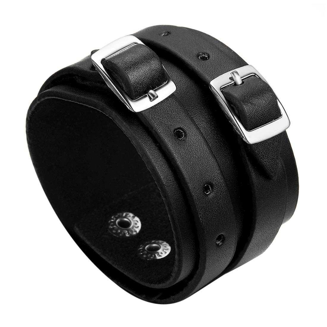 Avaner Punk Rock Large Width Men's Leather Bracelet