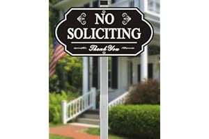 i-CowFun Heavy Duty No Soliciting Sign for House - All Metal Construction No Soliciting Yard Sign - 14" x 7" - Aluminum - with 28" Long Stake