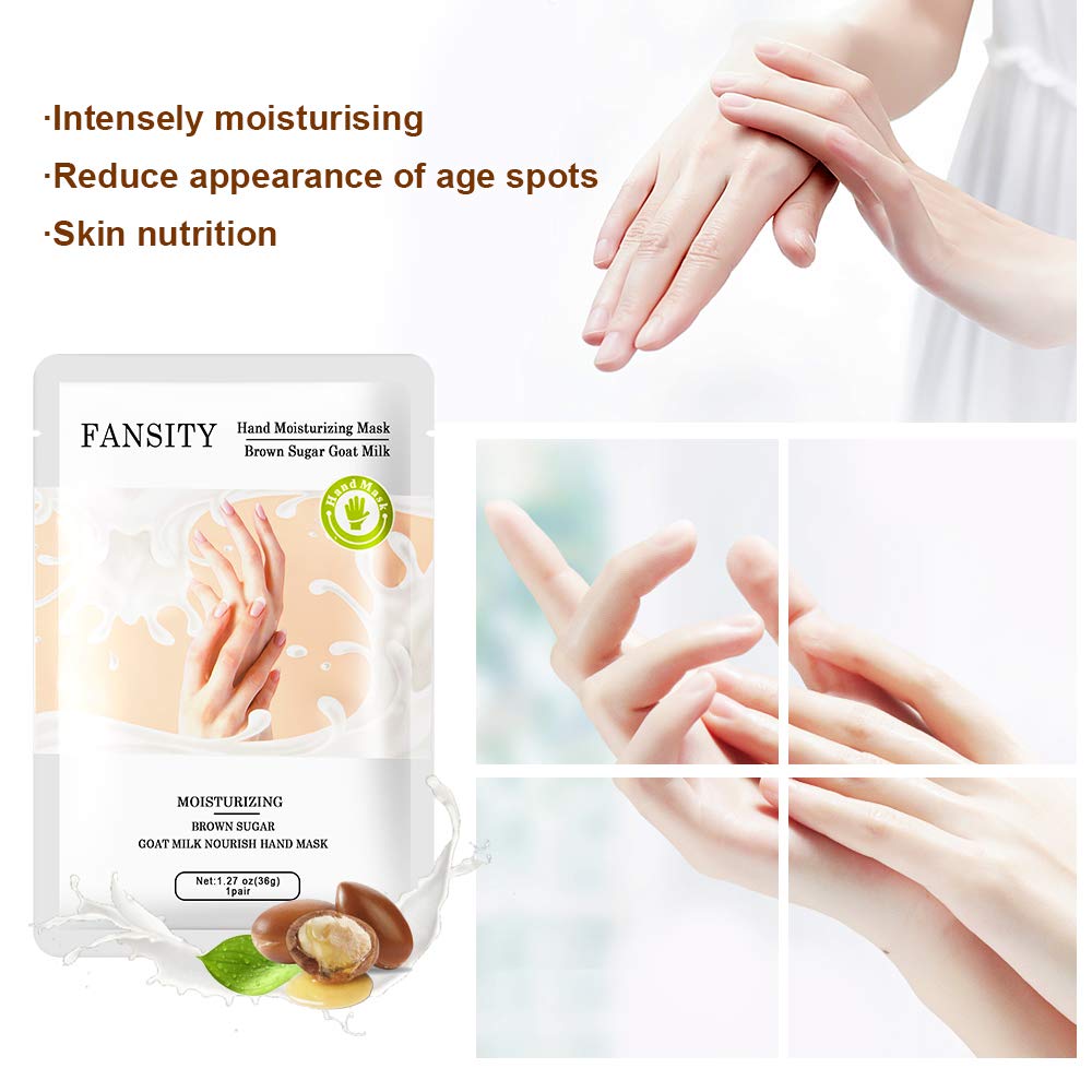 FANSITY 5 Pack Moisturizer Hands Mask of Mother's Day gift, Infused Goat Milk Natural Therapy Hand Spa Mask ,Improve for Dry, Cracked Skin Hands Moisturizing Gloves, Repair Rough Skin for Women&Men: Beauty