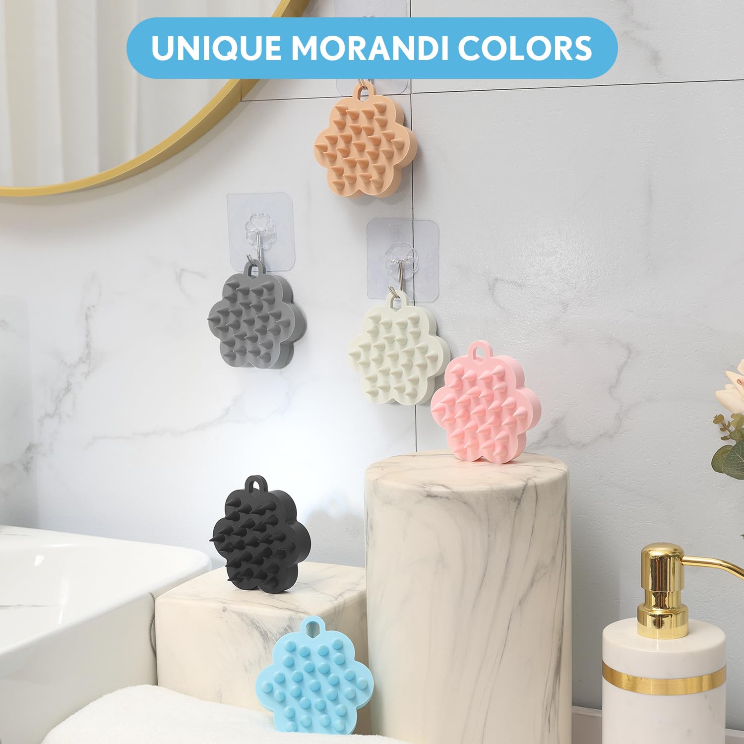 Silicone Massager Hair Brush, Ntegrated Silicone Design, Hair Scrubber with Soft Silicone Bristles for Shower, Dandruff Removal & Relax Scalp, Wet Dry Shampoo Brush Fit for Men, Women & Kids(Blue)