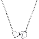 PROSILVER Initial Heart Necklace for Women, 925 Sterling Silver Tiny Heart Letter Necklace Siver, Gold Necklace, Come with Box