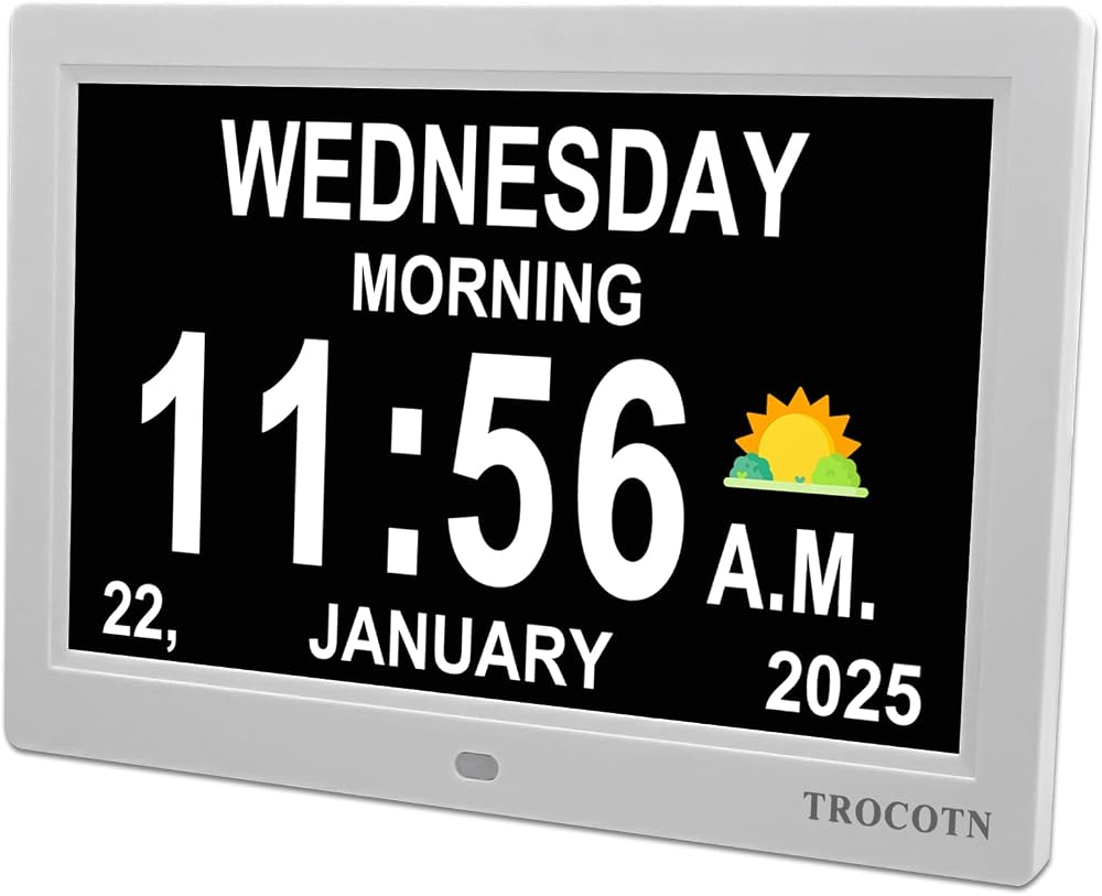 TROCOTN Dementia Clock Digital Clock with Date Day Large Display 7/10 Inch