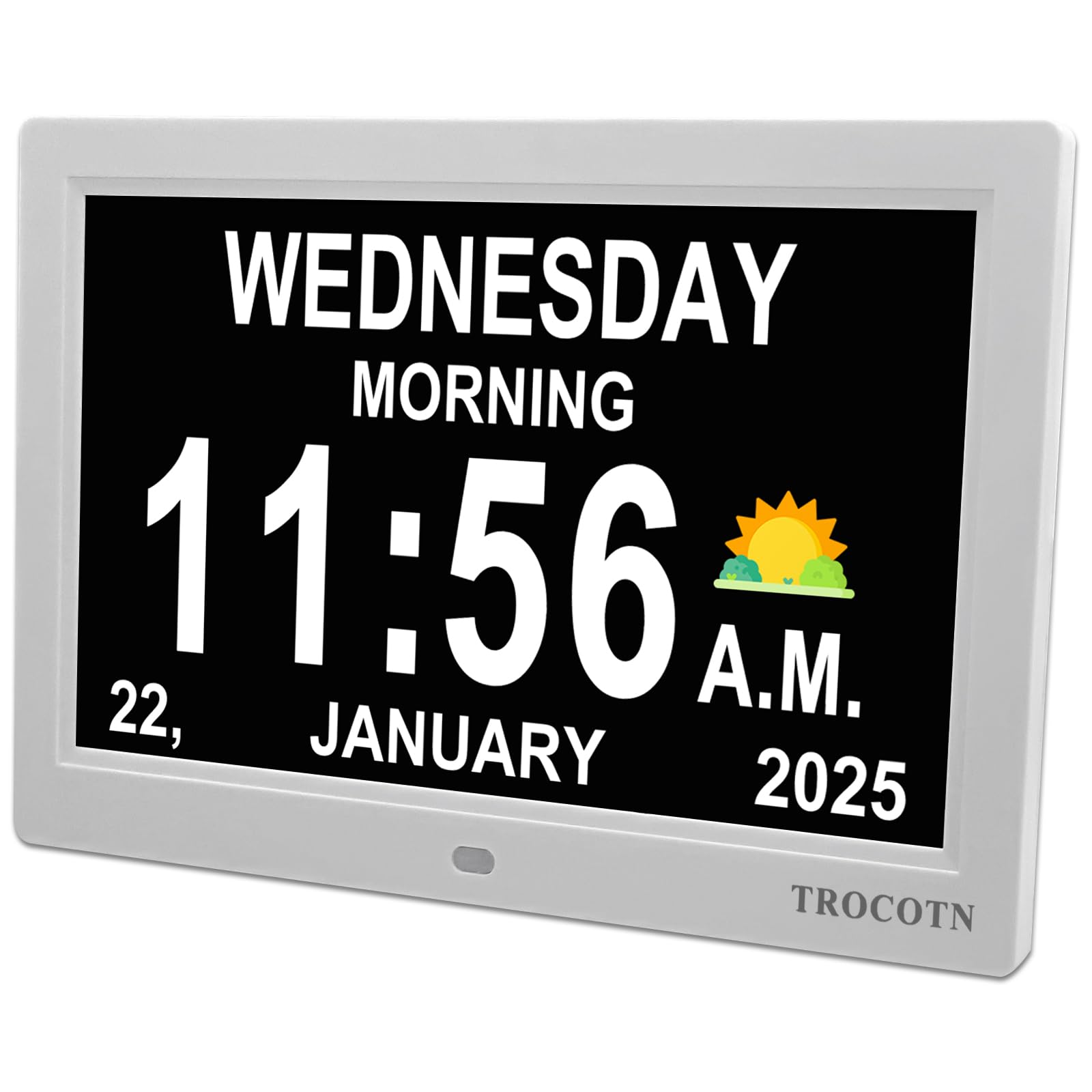 TROCOTN Dementia Clock, Digital Clock with Date and Day for Elderly Use, Large Display with Auto-Dimming for Bedroom and Living Room (10 Inches White)