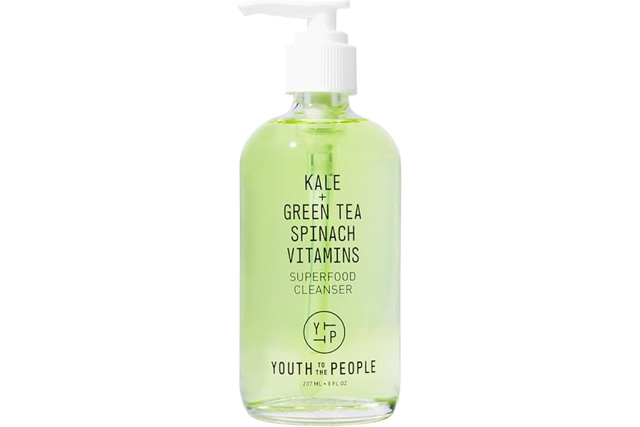 Youth To The People Superfood Facial Cleanser – Kale + Green Tea Daily Face Wash, Gentle Makeup Remover, with Soothing Antioxidants for Glowing Skin, pH Balance, Clean Pores, Sulfate-free, Refillable