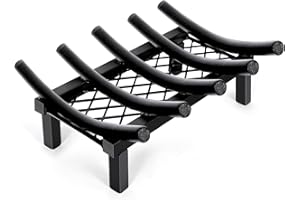 Permade Fireplace Grate with Ember Retainer, 14 Inch Fireplace Log Grate, Heavy Duty Steel Fire Grate, 3/5" Bar Wood Stove Grate,Chimney Hearth Rack Holder for Outdoor Camping Fire Pit,Indoor