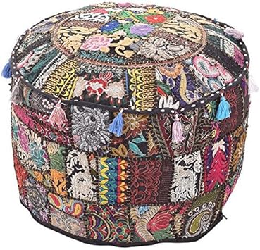 Amazon Com Marudhara Fashion Indian Traditional Black Ottoman