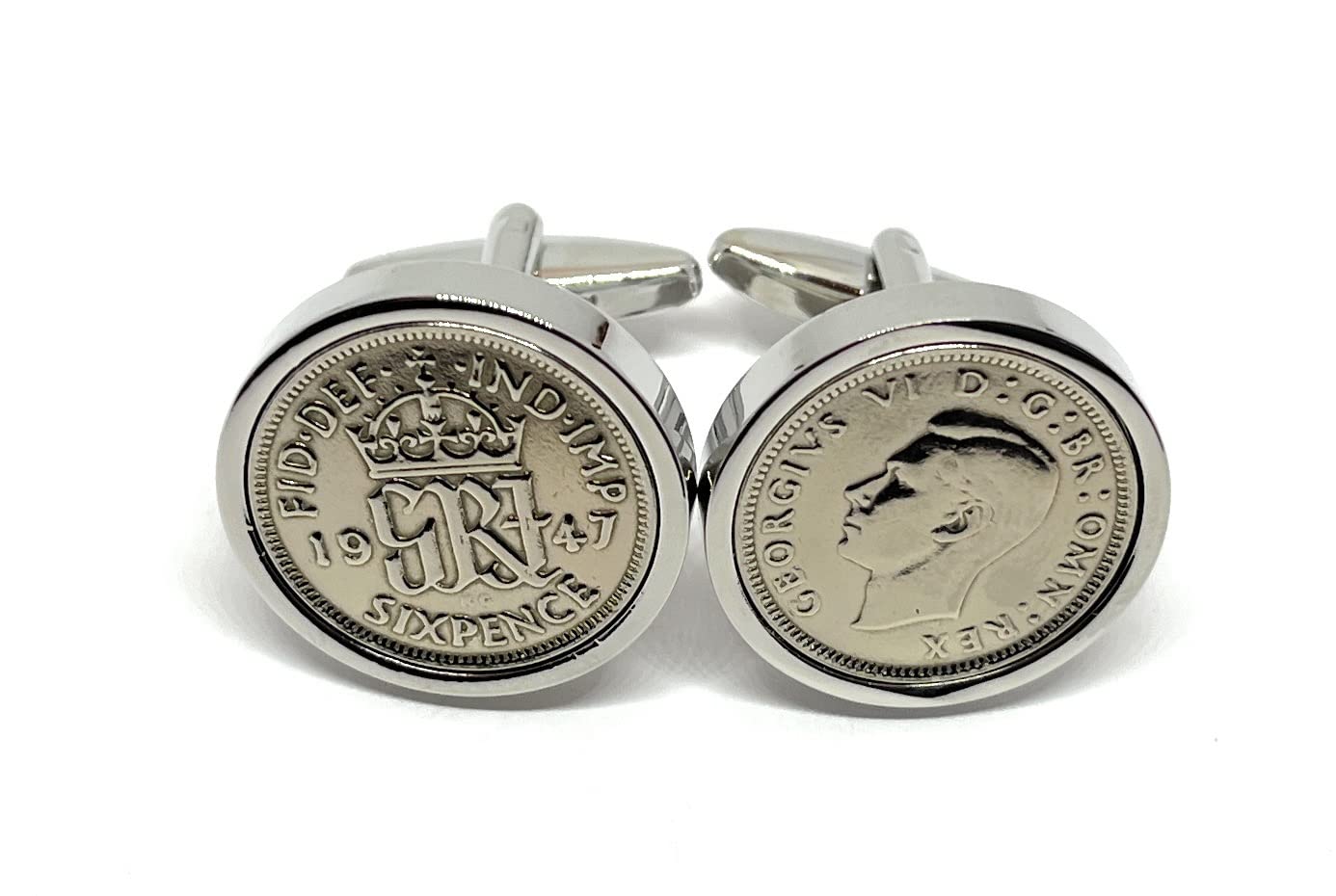 Luxury 1947 Original Lucky Sixpence 6d birthday/Anniversary Cufflinks ideal for a 79th birthday HT SLV