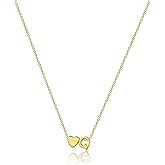 VIROMY Gold Initial Necklaces for Women 14K Gold Plated Dainty Heart Letter A-Z Personalized Initial Heart Pendant Necklace Tiny Letter Name Necklaces Jewelry for Women