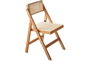 Rattan Folding Chair, Vintage Wood Chairs, Foldable Chairs with Adjustable Back, Indoor Furniture, Bamboo Chairs for Bedroom 