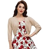 Belle Poque Womens 3/4 Sleeve Bolero Shrug Open Front Knit Cropped Cardigan