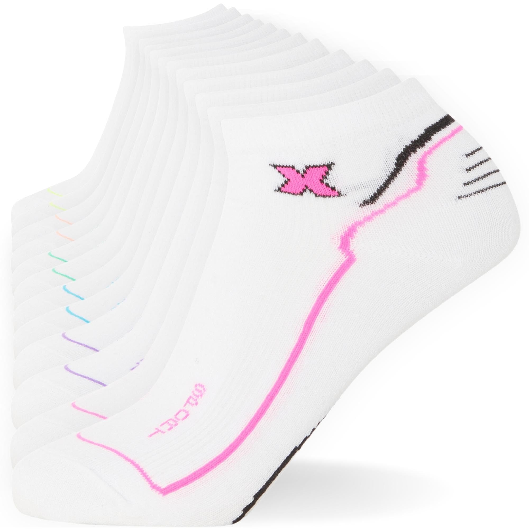 FM London Womens (12-pack) Trainer Ankle Socks, White, 4-8 UK