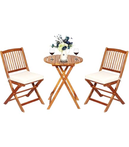 thumbnail image 2 of Vifah Wood Folding Bistro Set - 3-Piece Eucalyptus Table & Chairs For Outdoor 2 of 11