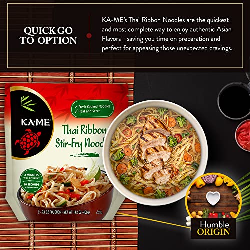KAME Thai Ribbon Noodles 14.2 oz (6 Packs) Authentic Asian Ingredients