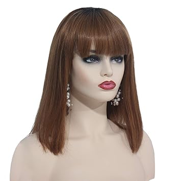 Amazon Com Lace Front Bob Wigs With Bangs Ombre Strawberry