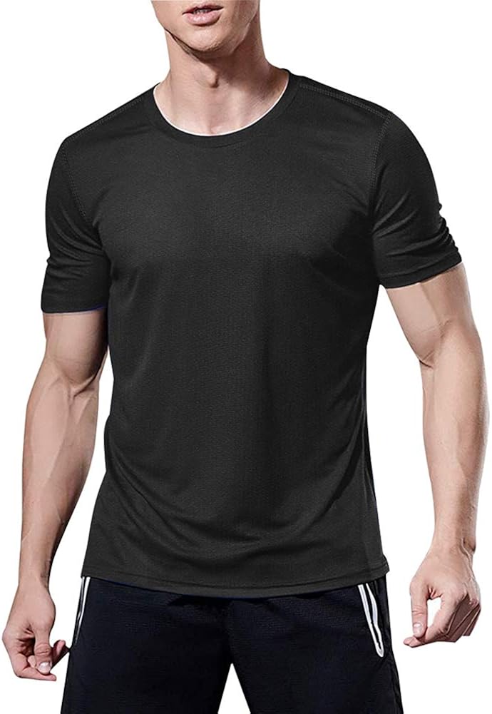 MeetHoo Men’s Athletic T Shirts, Quick Dry Workout Short Sleeve Shirt Gym Tops for Sport Running: Clothing