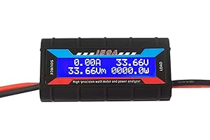 Heluok 150A High Precision Watt Meter with Backlight Digital LCD Screen, DC 0-100V Power Analyzer, Battery Consumption Performance Monitor for RC, Solar Systems, Wind Power