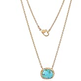 SeagullIN 14K Gold Plated Gemstone Pendant Necklace | Dainty Chain Necklaces for Women | 8x10 MM Gemstone Pendant Necklace for women
