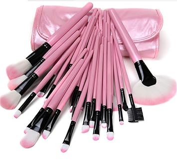 Yoana Professional Series Makeup Brush Set With Leather Pouch - Pink (Pack of 24)