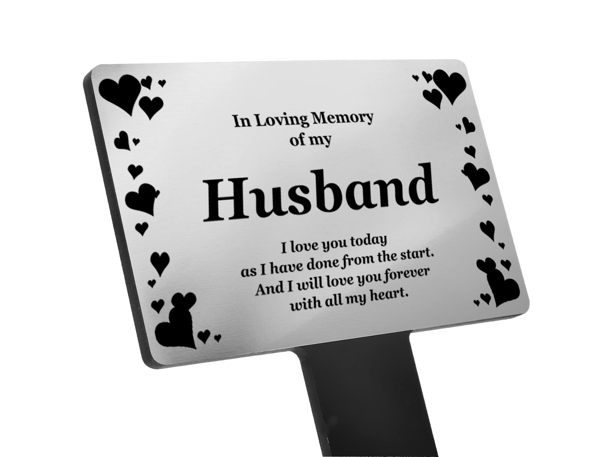 Husband Memorial Remembrance Plaque Stake, Hearts Design - Gold/Silver/Copper, Waterproof, Outdoor, Grave Marker, Tribute, Plant Marker Active Restock requests: 0 (Gold) (Silver)