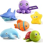 Hely Cancy No Hole Bath Toys for 18 Months - Ocean Bathtub Toys | Floatable,Easy-Grip,Bright Colors,Animal Bath Toy Set