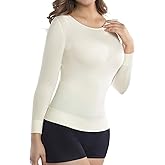 +MD Women Light Compression Undershirts 3/4 Length Sleeve Crew Neck Basic Shapewear Thermal Tops for Tummy Waist Control