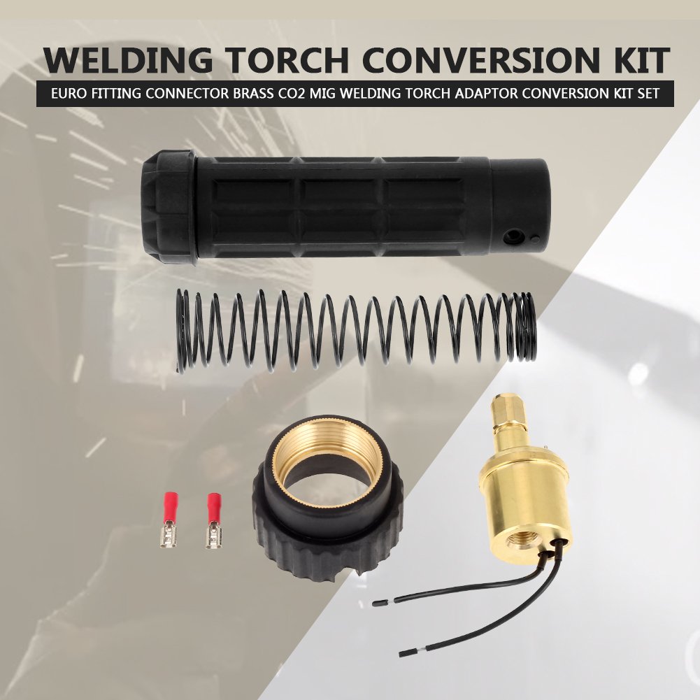 Euro Fitting Connector Brass CO2 MIG Welding Torch Adaptor Conversion Kit Set, A Spring, A Rubber Handle, A Nut and A Brass core - Image 3
