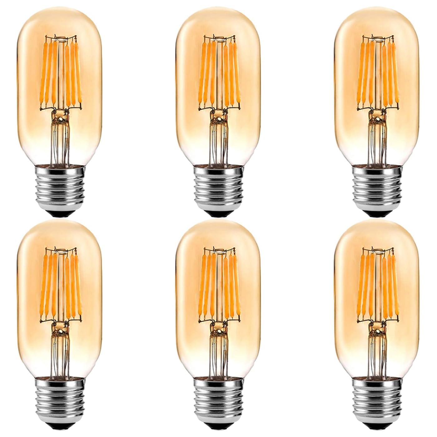 ZFQ E27 T45 LED Edison Bulb Warm White 2700K, 60W Incandescent Replacement, 6-Pack, Non-Dimmable — image 1
