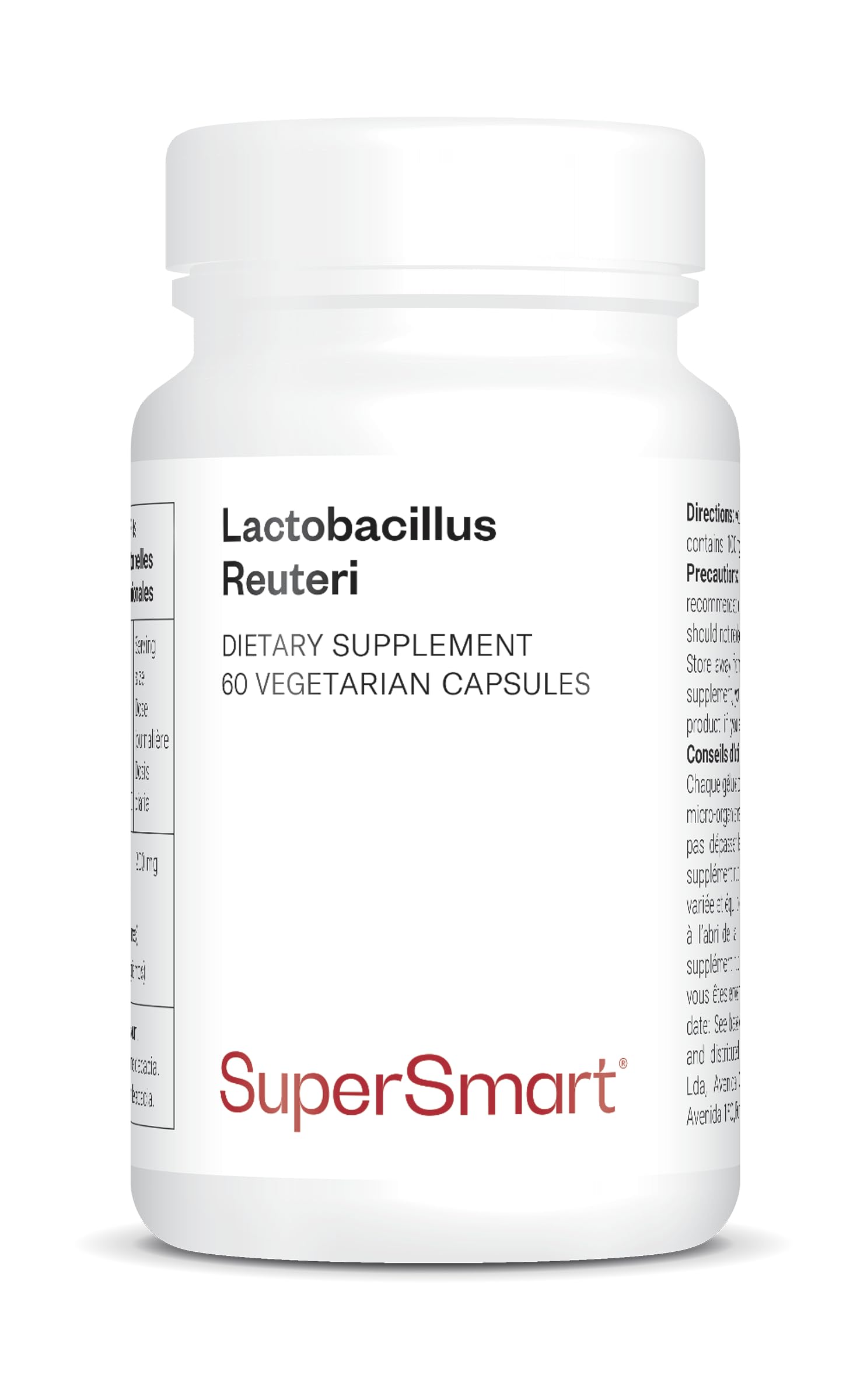 Lactobacillus Reuteri - Supplement for Digestive Comfort - 5 Billion CFUs per Day - Supports Intestinal Transit Health - Non-GMO - 60 DR Caps™ - Gluten-Free - Supersmart