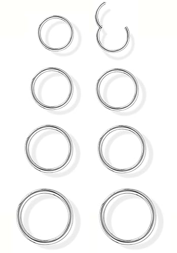 Jstyle 16G Surgical Steel Hinged Clicker Nose Rings Hoop for