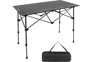 Byliable Camping Table Folding Portable Camp Aluminum Fold Up Lightweight Roll Up Table Adjustable Height with Carry Bag Indoor Outdoor for Camping, Picnic, Backyard, BBQ, Patio, Black