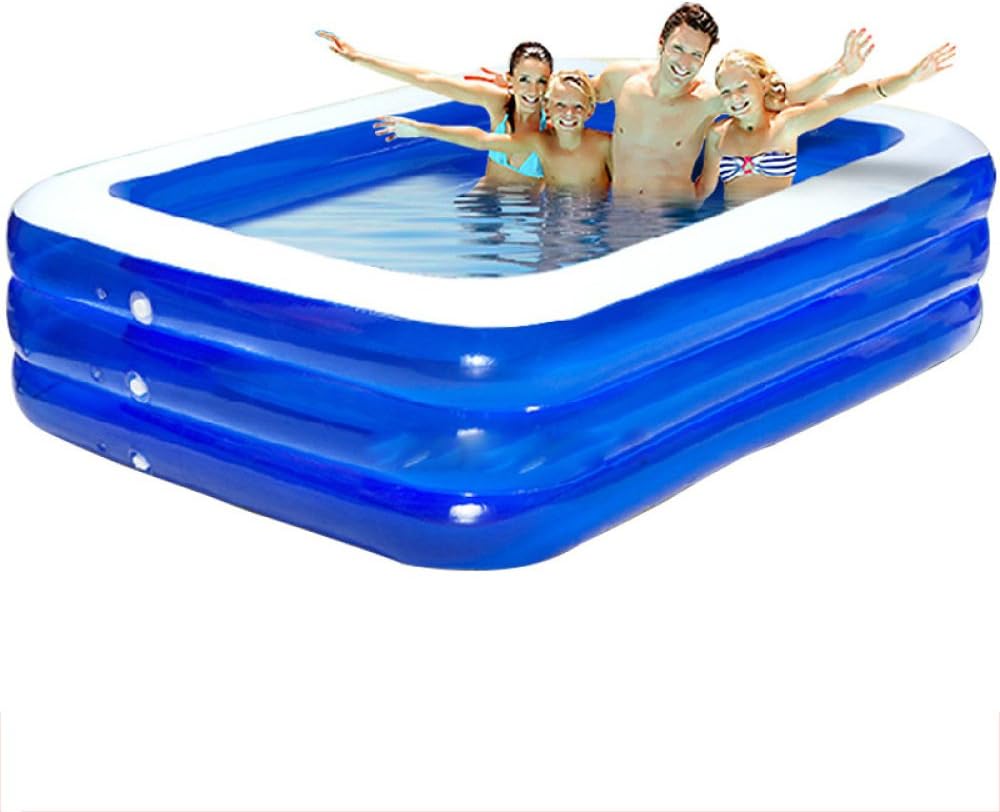 LZTET Rectangular Inflatable Family Pool Thickened Insulation Folding Adult Inflatable Tub Garden Outdoor Swimming Playing Paddling Pools 200 * 160 * 60cm,Blue