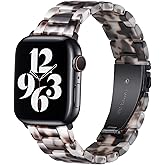 Bestig Resin Band Compatible with Apple Watch Bands for Women 40mm 38mm 41mm 42mm(Series 11 10), Lightweight Waterproof Strap for iWatch Series 10 9 8 7 6 5 4 3 2 1 SE Men(Clear and Black)