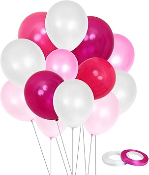 Aneco 1 Pieces 12 Pouces Serie Rose Ballon Ballons En Latex Blanc Avec Ballons Ficelle Pour Fete De Mariage Bebe Douche Poule Party Anniversaire Decorations 6 Couleurs Amazon Fr Jeux Et Jouets