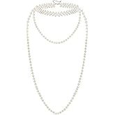 BABEYOND Long Pearl Choker Necklace - Faux Pearl Chain Necklace Pearl Jewelry Set for Women 20s Flapper Accessories