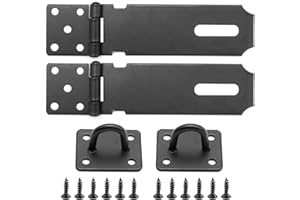 SYOWADA 2 Pcs 5" Door Hasp Latch Lock, Stainless Steel Matte Black Padlock Hasp Clasp, Safety Clasp Hasp Lock Latch Set for B
