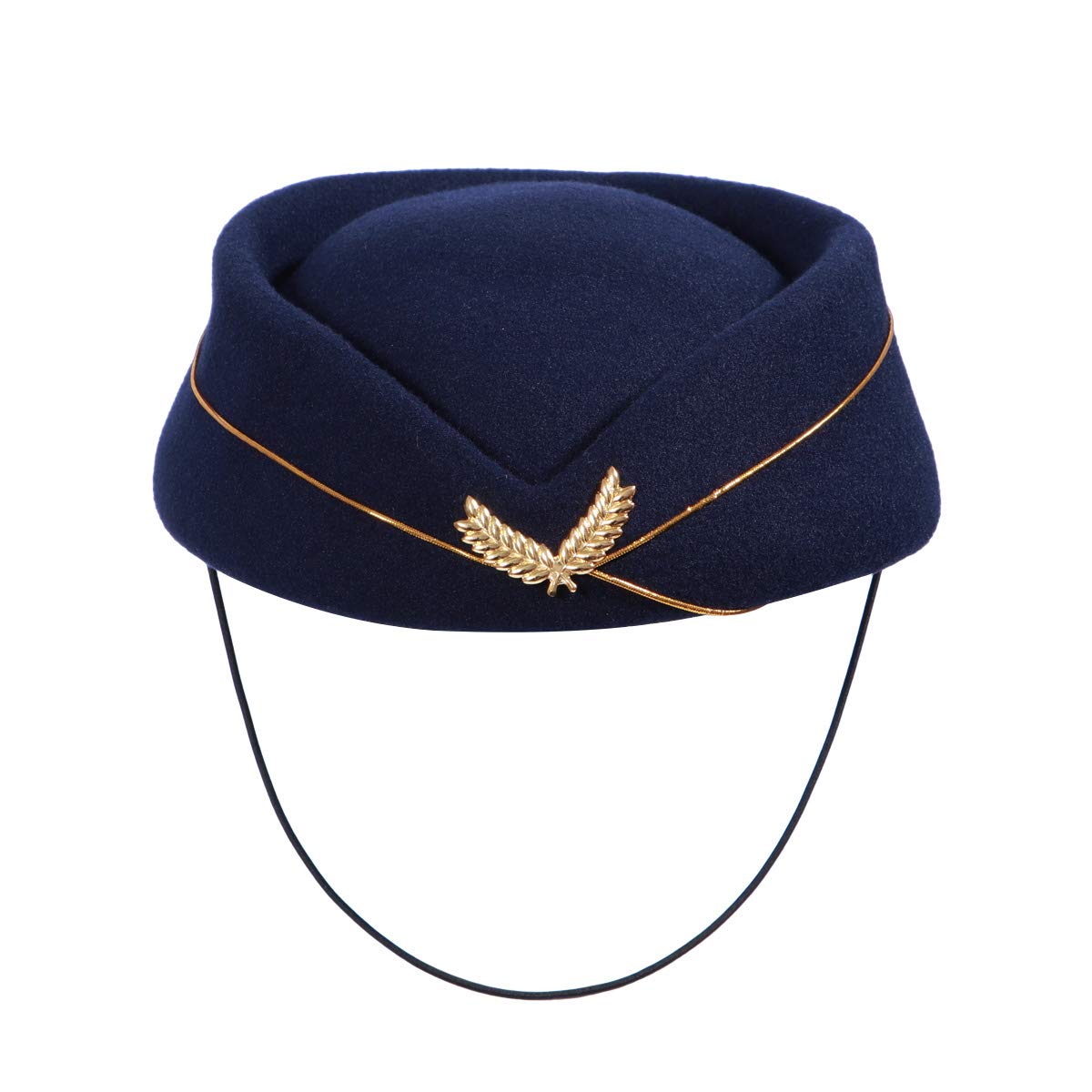 Women Air Hostess Hat Stewardess Hat Stewardess Cap Cosplay Costume Woolen Flight Attendant Musical Performance Props(Blue)