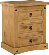 Vida Designs 3 Drawer Bedside Chest Distressed Waxed Pine Table 60cm H view 4