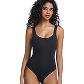 Bolsamila Shapewear Tummy Control Bodysuit Double Lined Brief Women's Deep V Neck Tank Top Backless Slim Fit Going Out