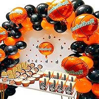 Basketball Party Supplies Kit,Basketball Foil Balloons,Latex Balloons,Fingers Basketballs Paper Confetti for Boys Sports Theme Birthday,Boys World Sports Game Celebration Décor